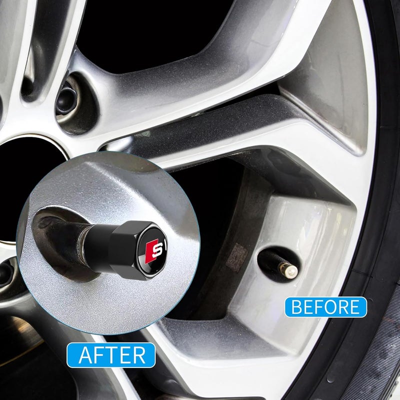 XIGRALUCK Tire Valve Stem Cap Cover for Audi S Line S3 S4 S5 S6 S7 S8 SQ2 SQ5 SQ7 SQ8 Air caps Accessories 4 Pack (Black) - Image 4